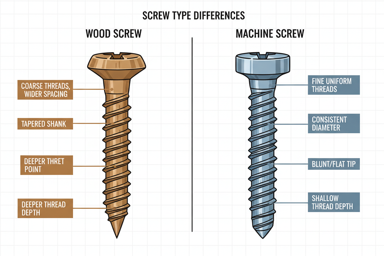 What's the difference between a wood screw and a normal screw?