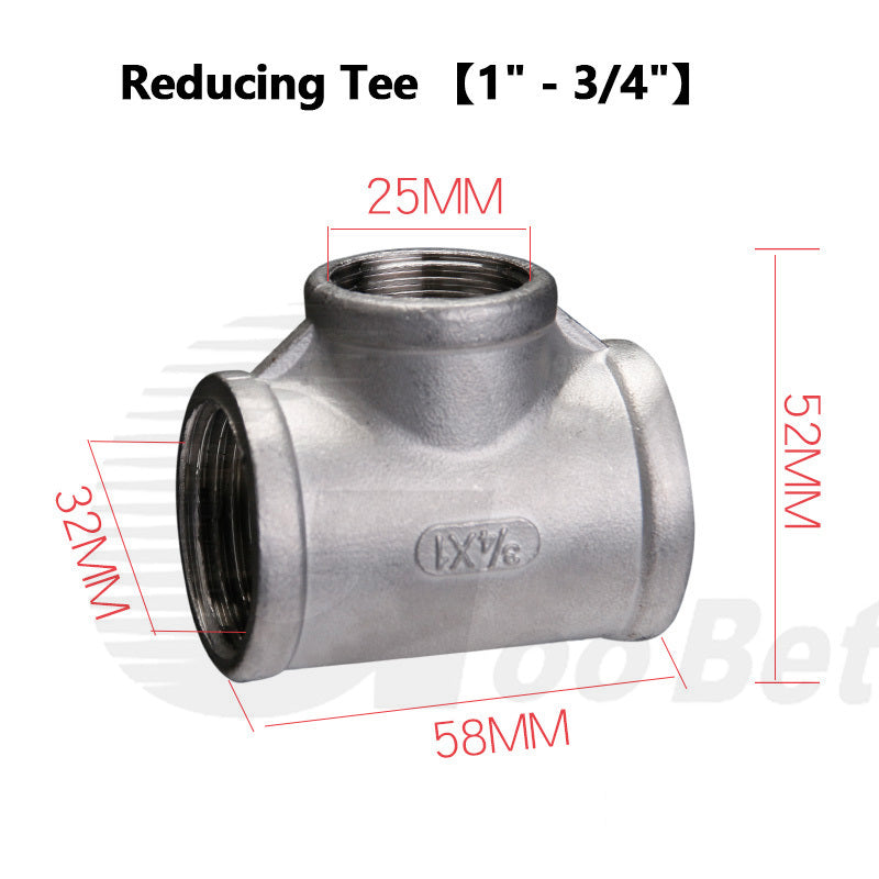 304 Stainless Steel BSP Pipe Fittings — Tee, Cross & Reducing Connectors 1/8"–2"