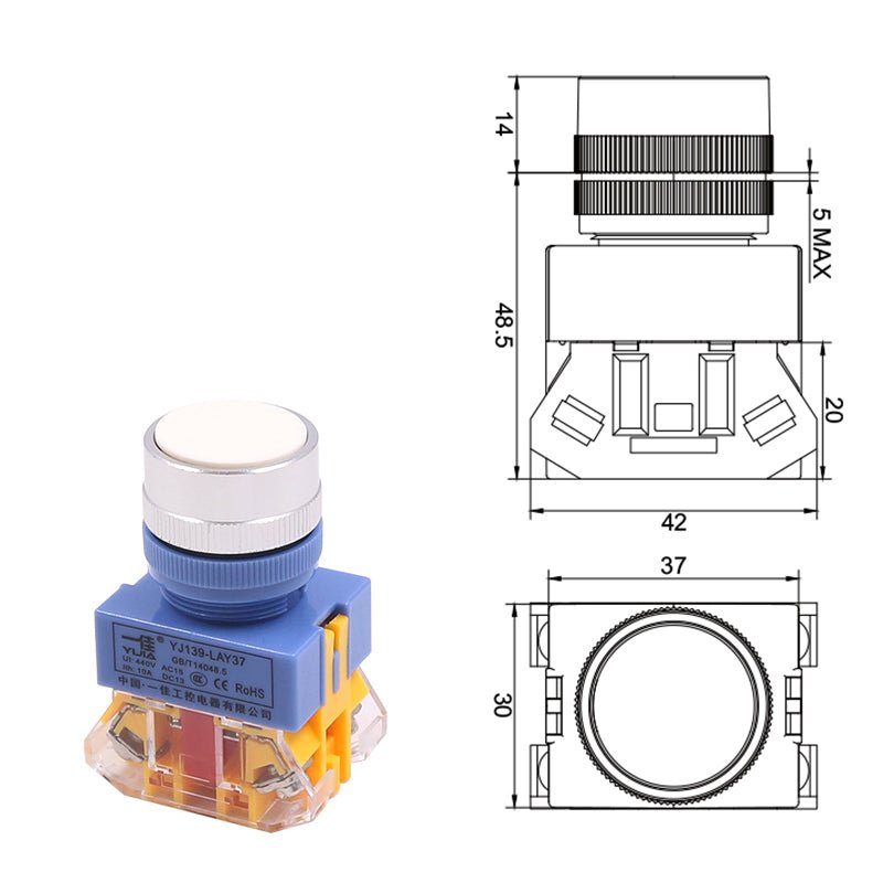 22mm Push - button momentary/locking Flat button Red Green Yellow Black White - HomeDIYer