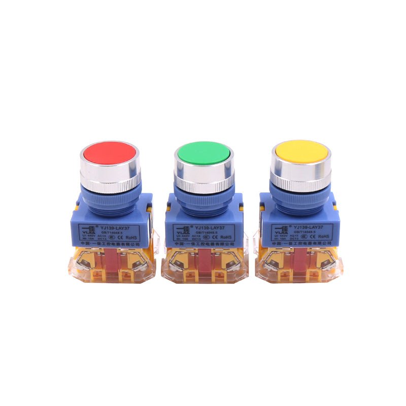 22mm Push - button momentary/locking Flat button Red Green Yellow Black White - HomeDIYer