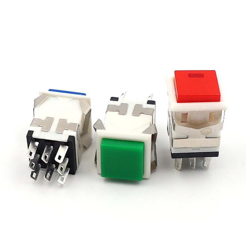 KD2 - 23 Self - Locking Lampless Switch Pushbutton 6 Pin 3A/250V Red Yellow Green Black - HomeDIYer