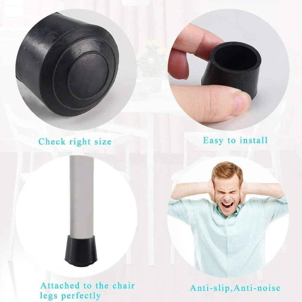 Rubber Chair Ferrules AntiScratch Floor Protector Table Feet Leg Cap End Black - HomeDIYer