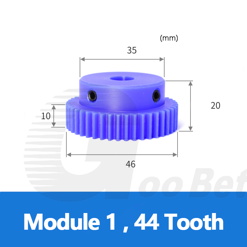 Nylon Mod 1 Spur Gear 15-150 Tooth with Step Pinion Motor Gears Bore 4-16mm Blue