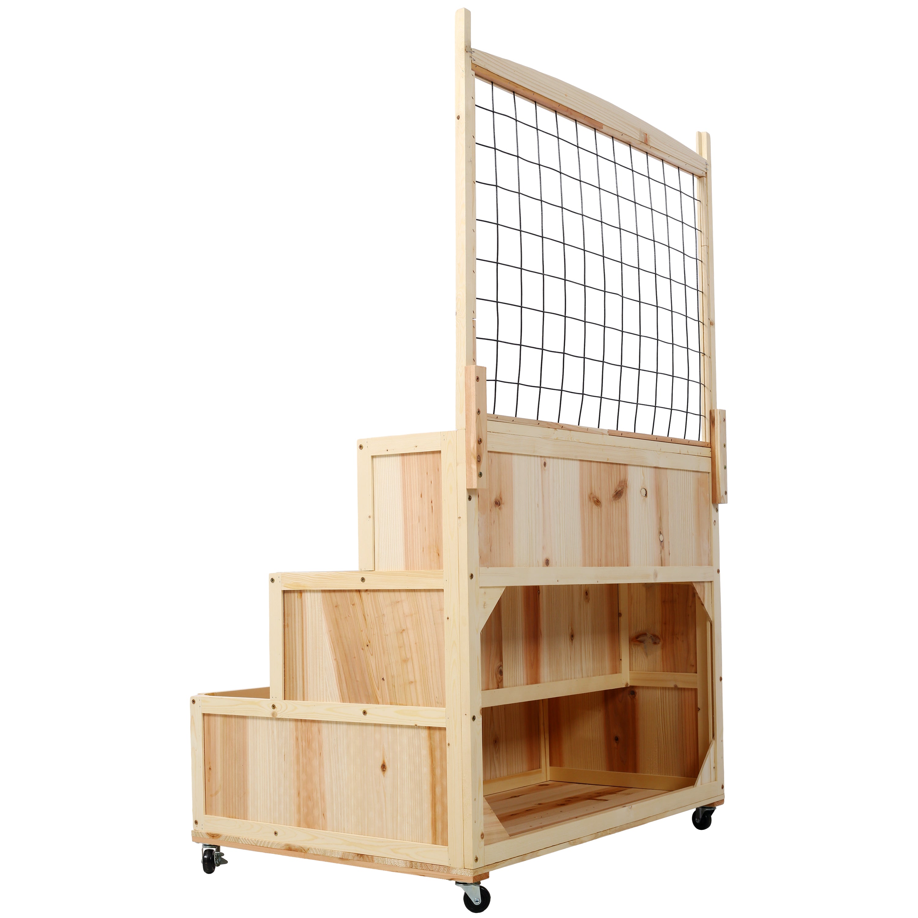 3-Tier Raised Garden Bed with Trellis – Vertical Planter Box with Wheels & Storage