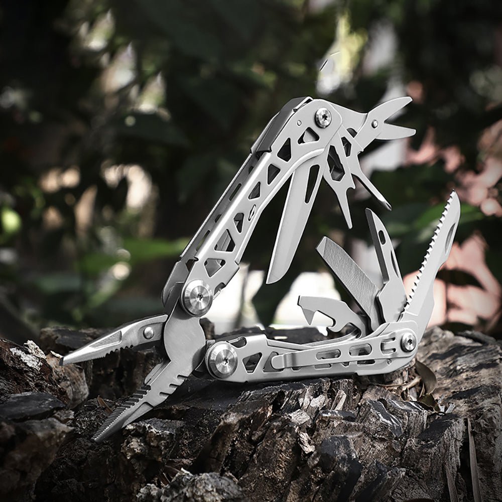 19 - in - 1 EDC Multi tool with Pocket Knife, Needle Nose Pliers and Wire Stripper Tools, Gifts for Men, Survival and Camping Gear, Stainless Steel - HomeDIYer