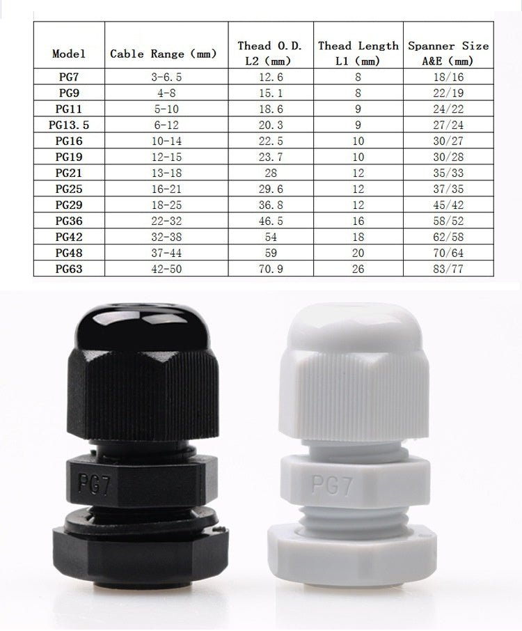 Cable Glands Complete With Locking Nut Nylon Plastic Waterproof Ip68 - HomeDIYer