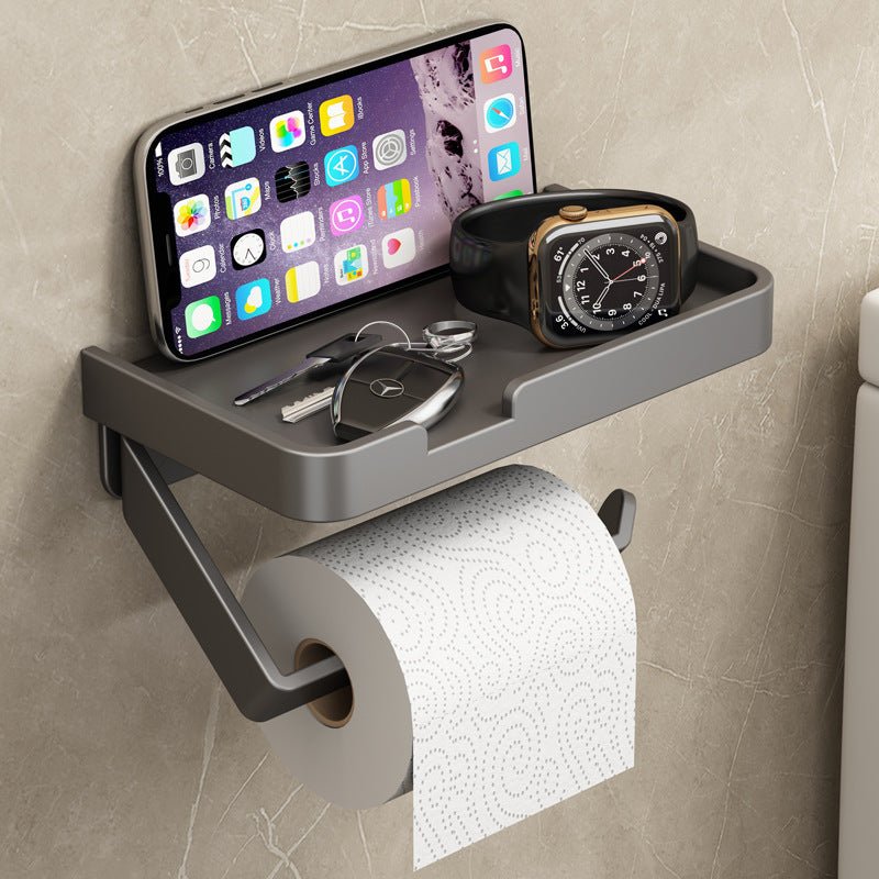 Bathroom Paper Towel Holder No Punch Bathroom Cell Phone Roll Paper Holder Tissue Box Black & Gray - HomeDIYer