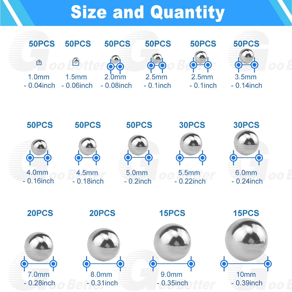 580Pcs Metal Bearing Balls Steel Precision 1mm To 10mm for Bicycles Skateboard Casters - HomeDIYer