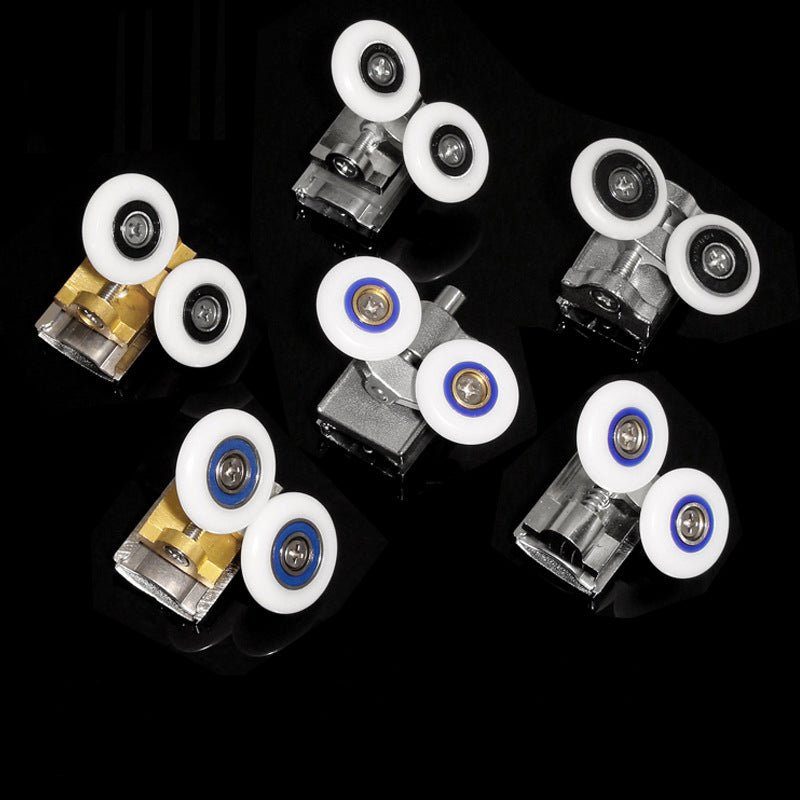 Metal Double Wheels Shower Door Rollers for 0.47inch to 0.55inch Glass Hole with Bumpers,Screw - HomeDIYer