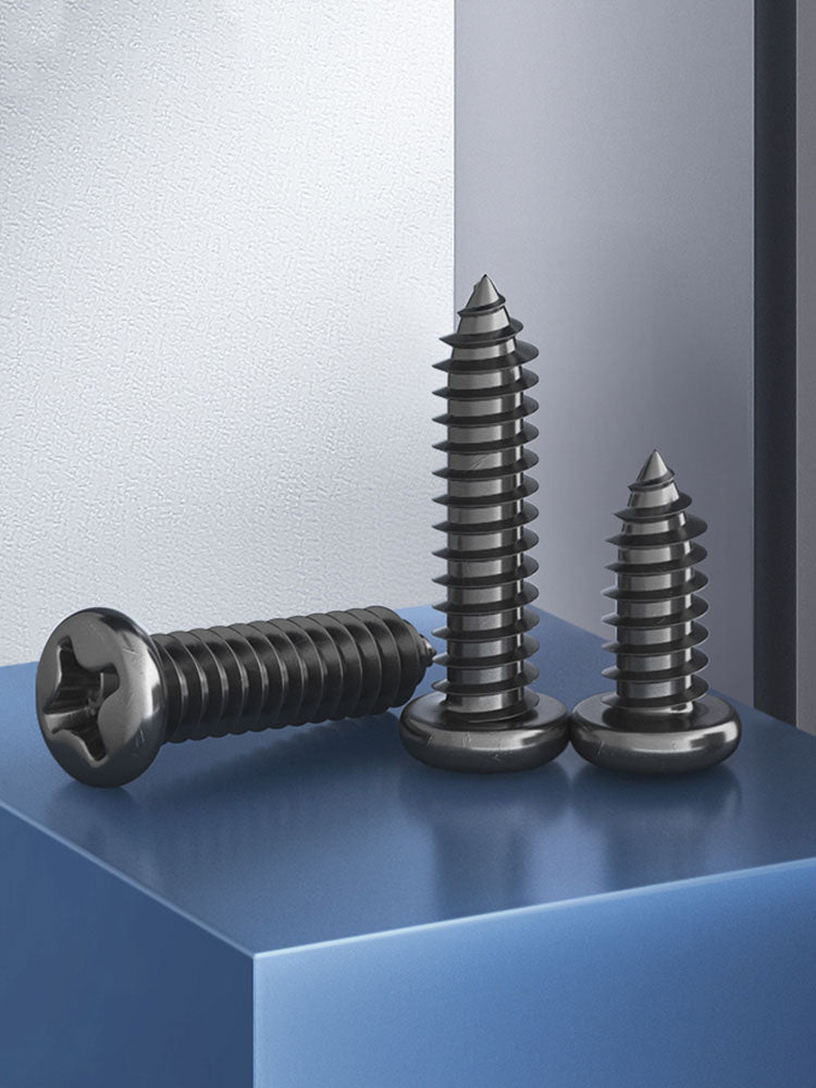 M1 M1.2 M1.4 M1.7 M2 M2.3 M2.6 M3 Carbon Steel Phillips Pan Head Self Tapping Screws Black - HomeDIYer