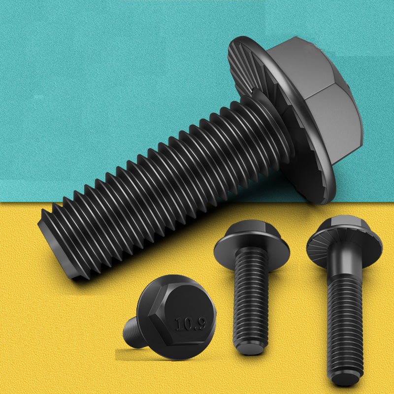 Black Hex Head Flange Screws 10.9 Grade Alloy Steel Anti Loosening Bolts M6 - M16 - HomeDIYer