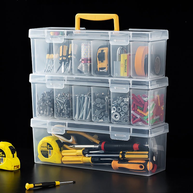 Transparent hardware tool box Multi - functional plastic tool box Portable hardware parts box tool box - HomeDIYer
