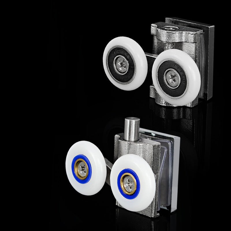 Metal Double Wheels Shower Door Rollers for 0.47inch to 0.55inch Glass Hole with Bumpers,Screw - HomeDIYer