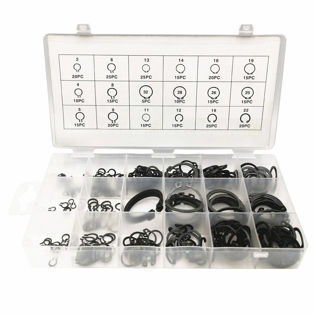 300pcs Snap Ring Assortment 18 Sizes Retaining Snap Hook Ring Assorted Kit - HomeDIYer