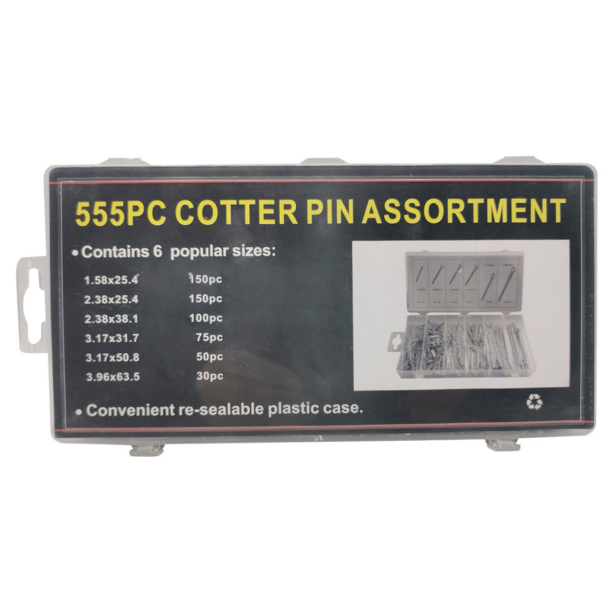555Pcs Cotter Pins Assortment Kit Zinc Plated for Fastener Pins Fastener Clip - HomeDIYer