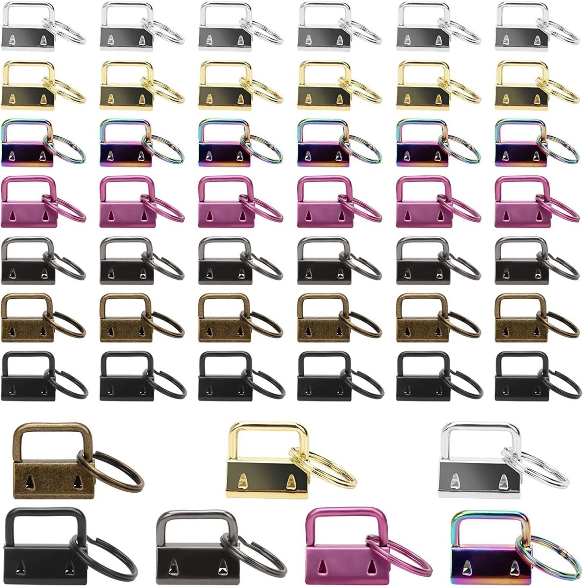42 Pack Key Fob Hardware 1 Inch Bulk 6 Color Key Chain Fob Wristlet with Key Ring for Wristlet Keychain, Key Lanyard, Key Chain Making Hardware Supplies - HomeDIYer