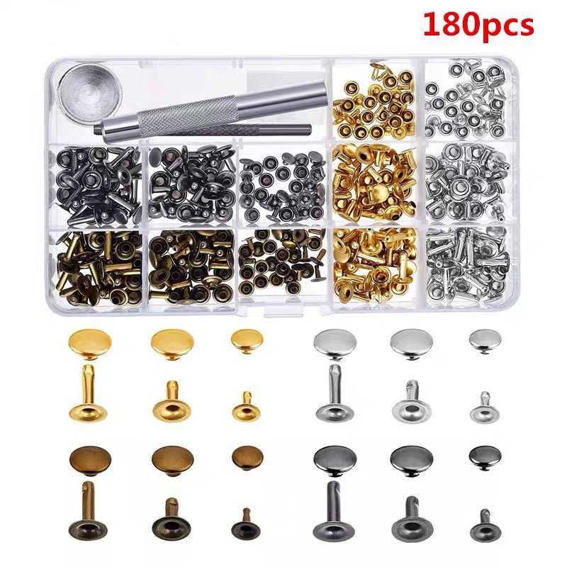 180x hollow rivets single head 6/8/12mm leather rivets double cap rivet metal rivets - HomeDIYer