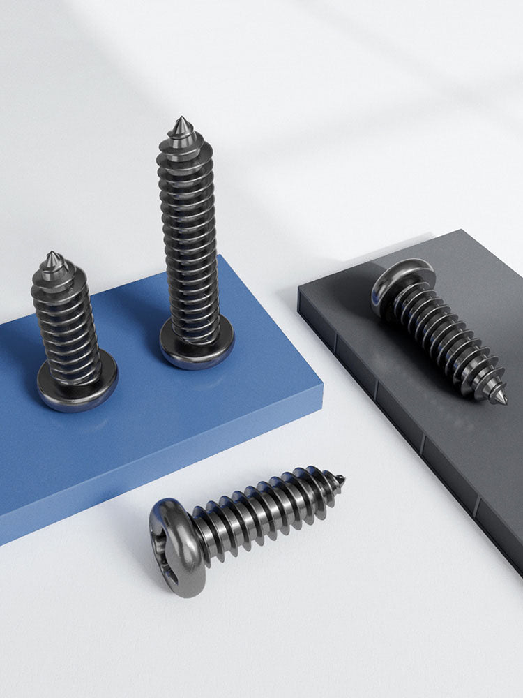 M1 M1.2 M1.4 M1.7 M2 M2.3 M2.6 M3 Carbon Steel Phillips Pan Head Self Tapping Screws Black - HomeDIYer