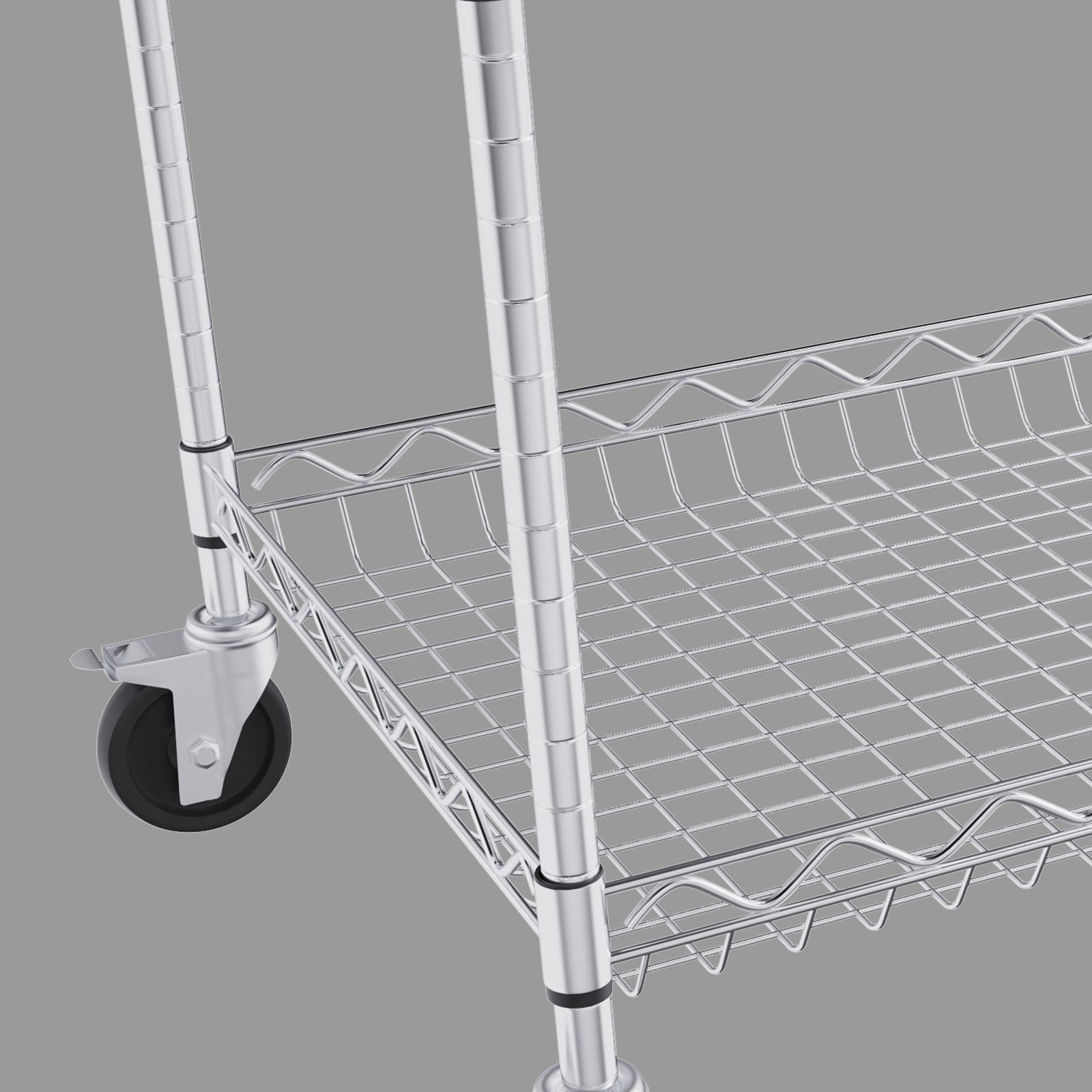 3-Tier Utility Cart Rolling Cart on Wheels 30"x18"x32.4" 661 LBS 6 Hooks
