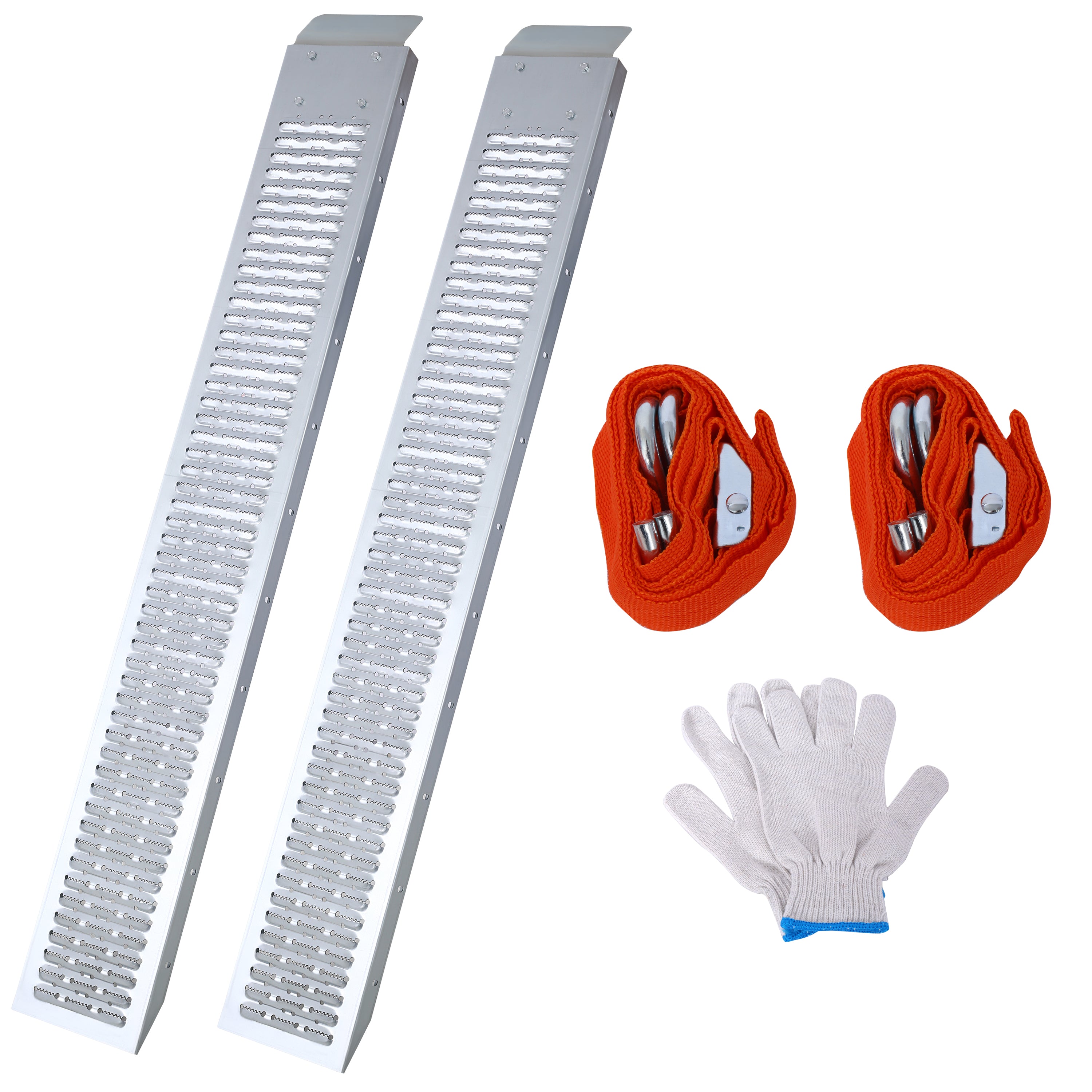 74" L Loading Ramps, 960lbs Capacity Loading Ramps for Pickup Trucks, Steel Motorcycle Ramp, Dirt Bike Ramp for Truck, Lawn Mower, Snowblower, ATV, Quad, Pack of 2 ,with 2pcs tie straps,1pair gloves