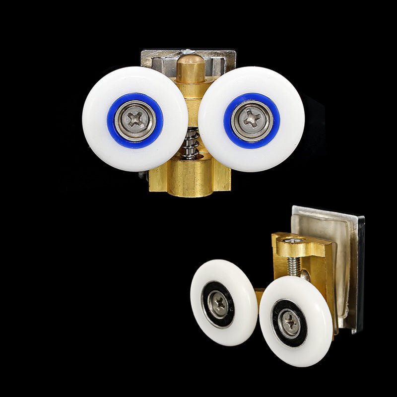 Metal Double Wheels Shower Door Rollers for 0.47inch to 0.55inch Glass Hole with Bumpers,Screw - HomeDIYer