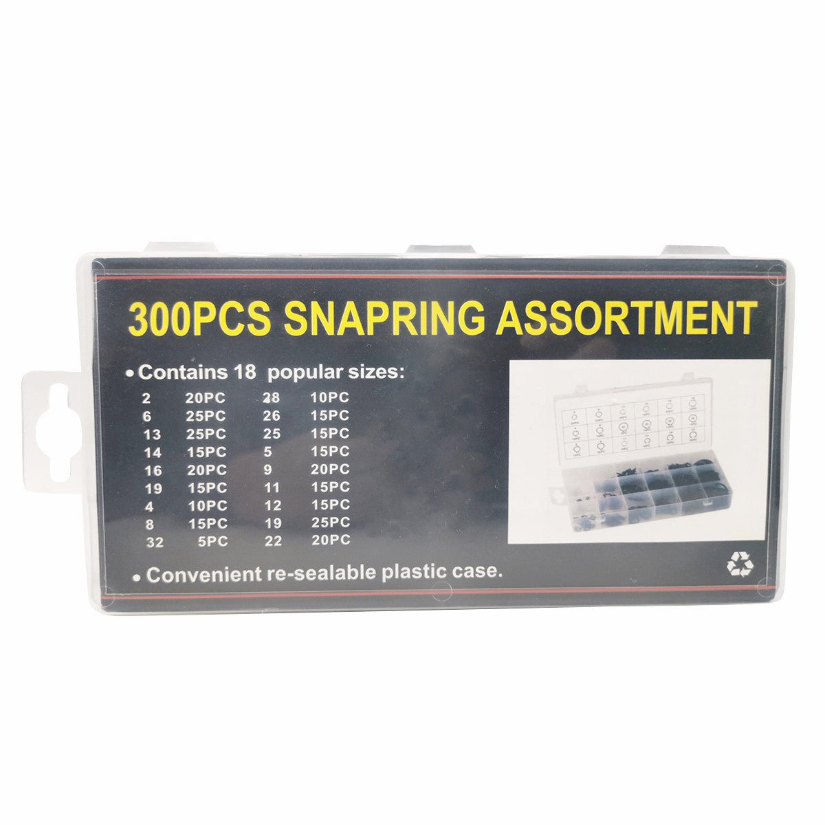 300pcs Snap Ring Assortment 18 Sizes Retaining Snap Hook Ring Assorted Kit - HomeDIYer