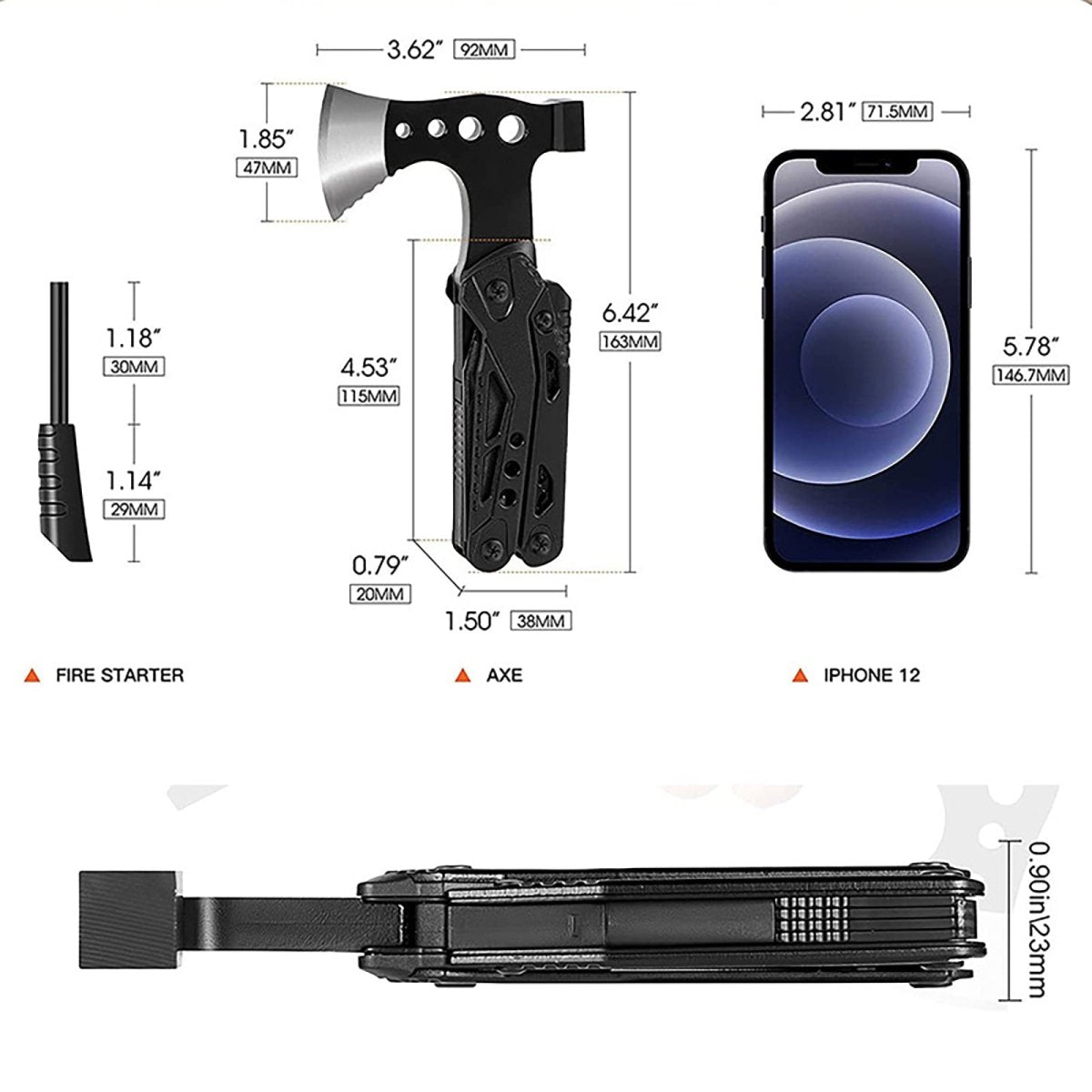10 in 1 Multitools Camping Outdoor survival multi - purpose axe camping hiking axe hammer - HomeDIYer