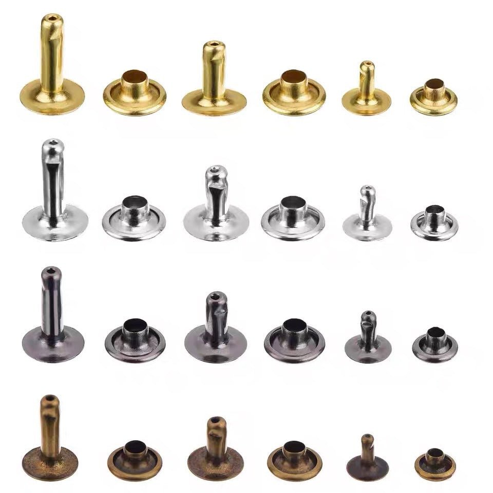 180x hollow rivets single head 6/8/12mm leather rivets double cap rivet metal rivets - HomeDIYer