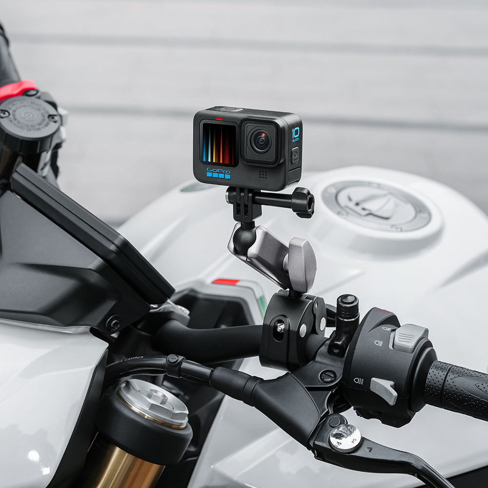 Bike and Motorcycle Handlebar Mount for GoPro DJI Insta360 Action Cameras, Aluminum Alloy Clamp with Optional 15cm Extension Rod