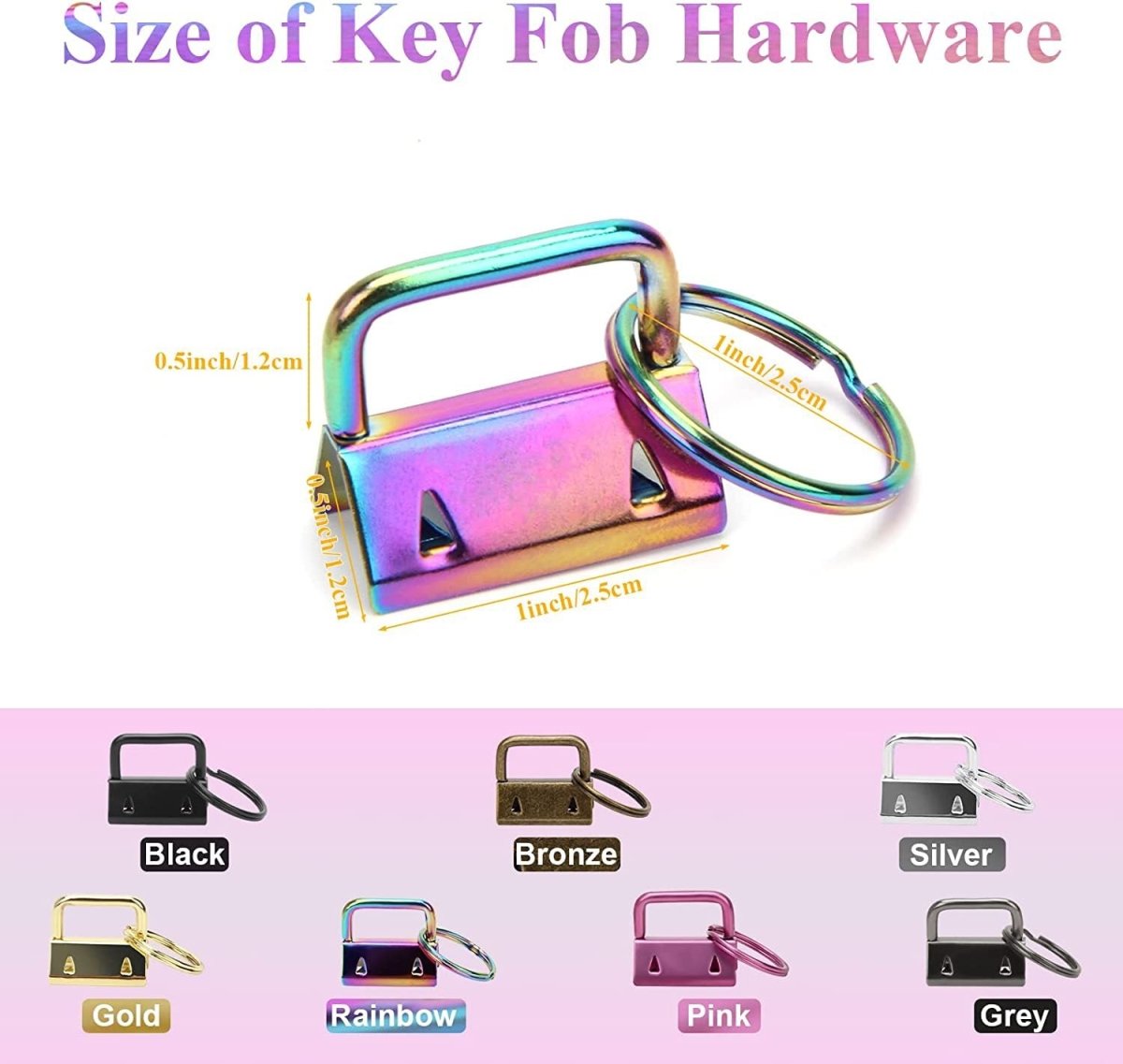 42 Pack Key Fob Hardware 1 Inch Bulk 6 Color Key Chain Fob Wristlet with Key Ring for Wristlet Keychain, Key Lanyard, Key Chain Making Hardware Supplies - HomeDIYer