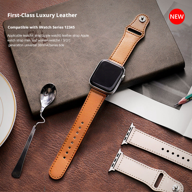 Genuine Leather Watch Band Vintage Business Style 16 Colors for Apple Watch & Multi-Brand