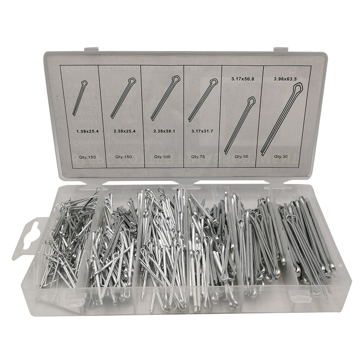 555Pcs Cotter Pins Assortment Kit Zinc Plated for Fastener Pins Fastener Clip - HomeDIYer