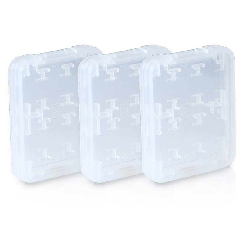 SD Card and TF Card Storage Case, PP Plastic Memory Card Holder Box, White, 56×43×9mm — Pack of 10