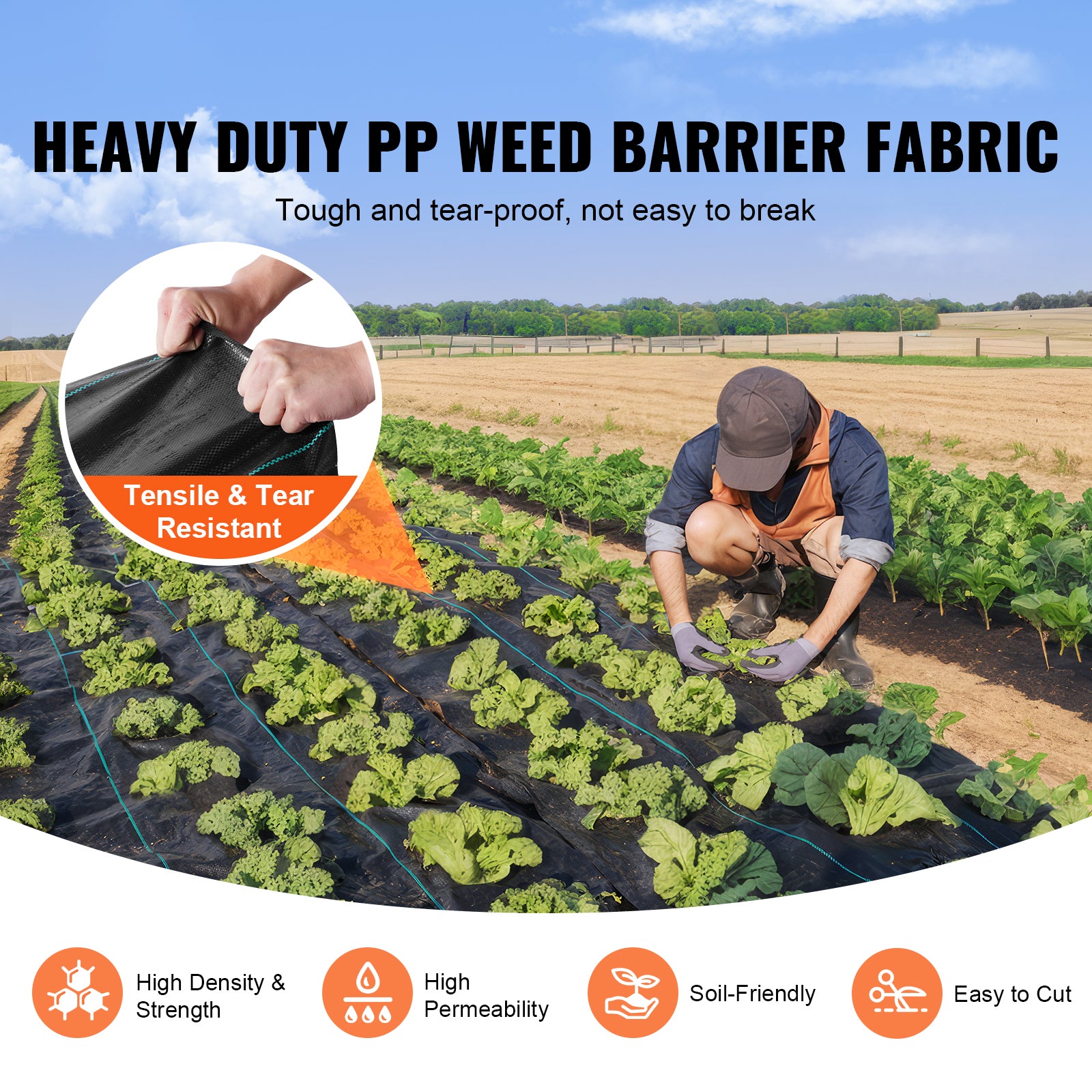 6ft x 300ft Heavy‑Duty 3oz Woven Weed Barrier Landscape Fabric — Professional Ground Cover & Weed Control Mat Black