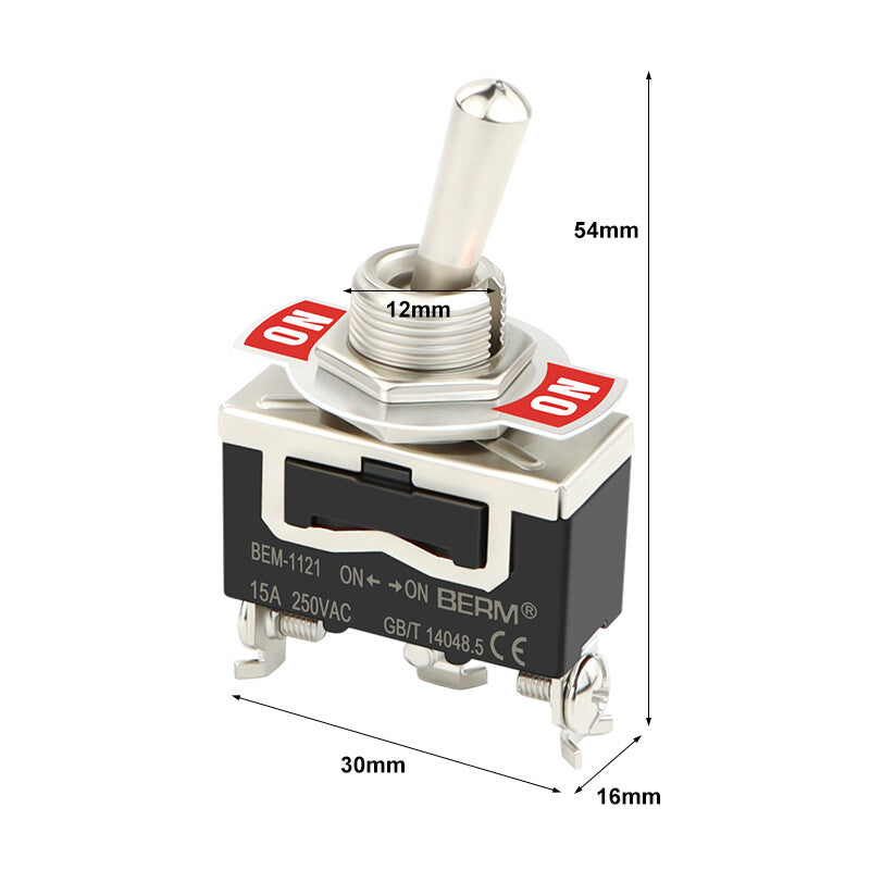 Mini Toggle Switch ON-OFF-ON SPDT — 2/3 Position, 2–6 Pin, Latching & Momentary