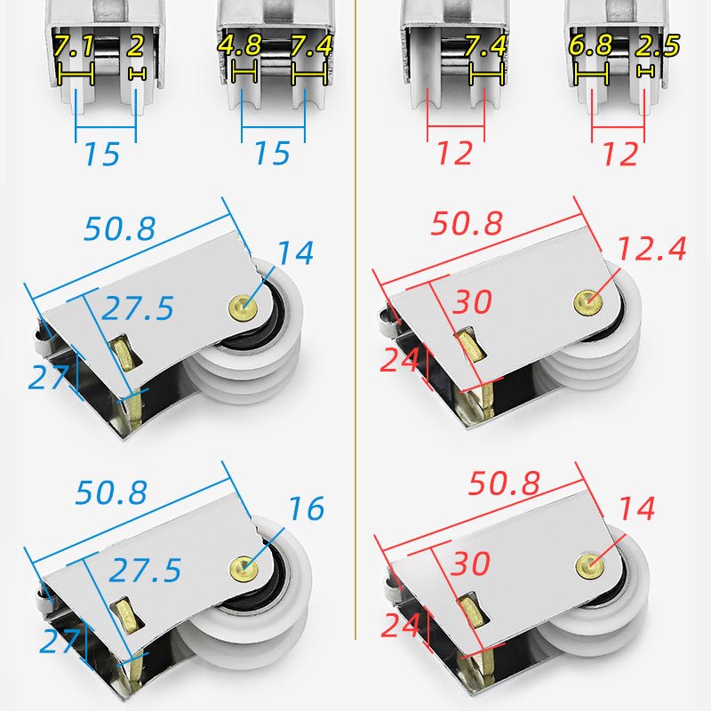 Wardrobe Closet Sliding Door Pulley Stainless Steel Bathroom Partition Glass Wheel Furniture Caster Part - HomeDIYer