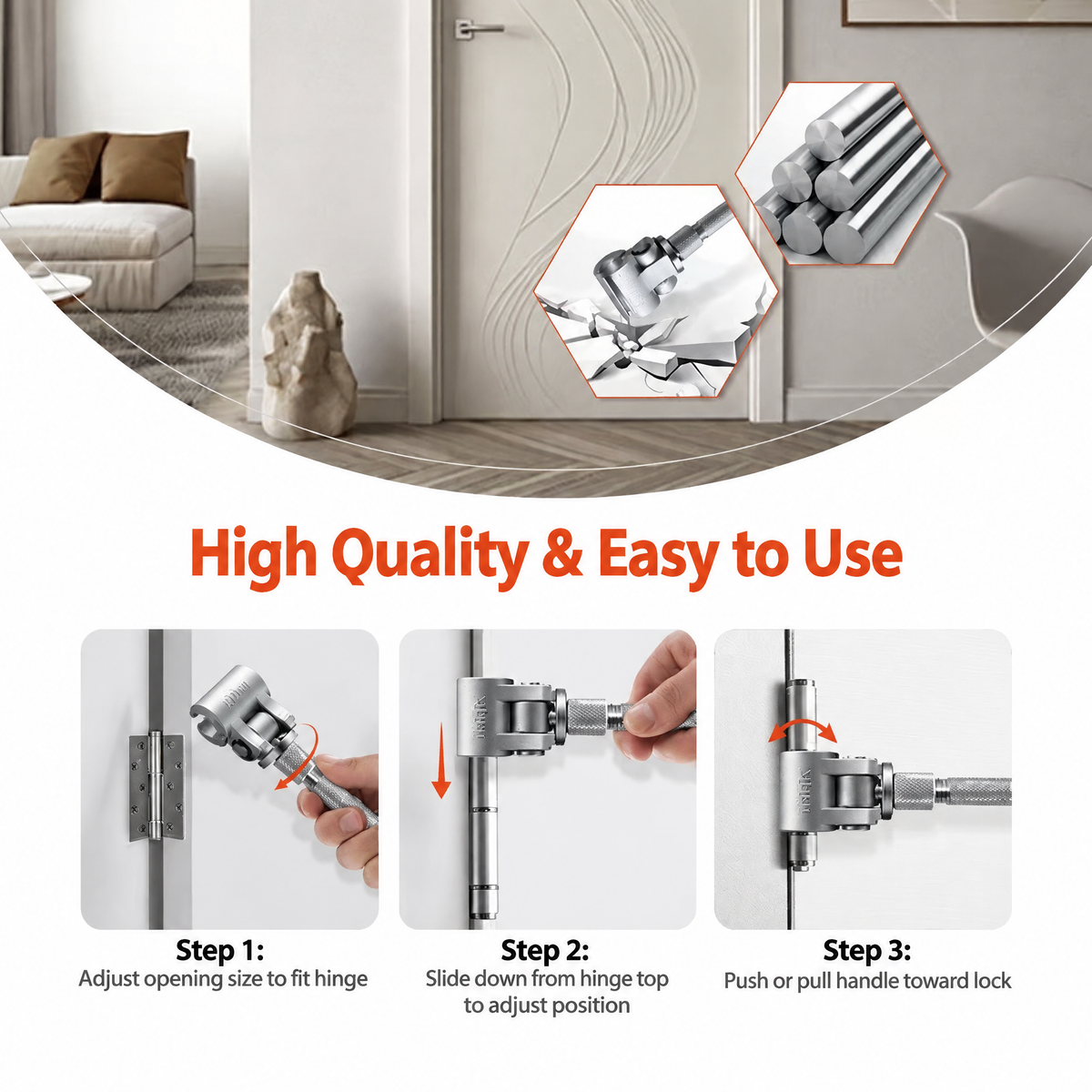 Adjustable Door Hinge Wrench, 304 Stainless Steel, 17 mm Opening