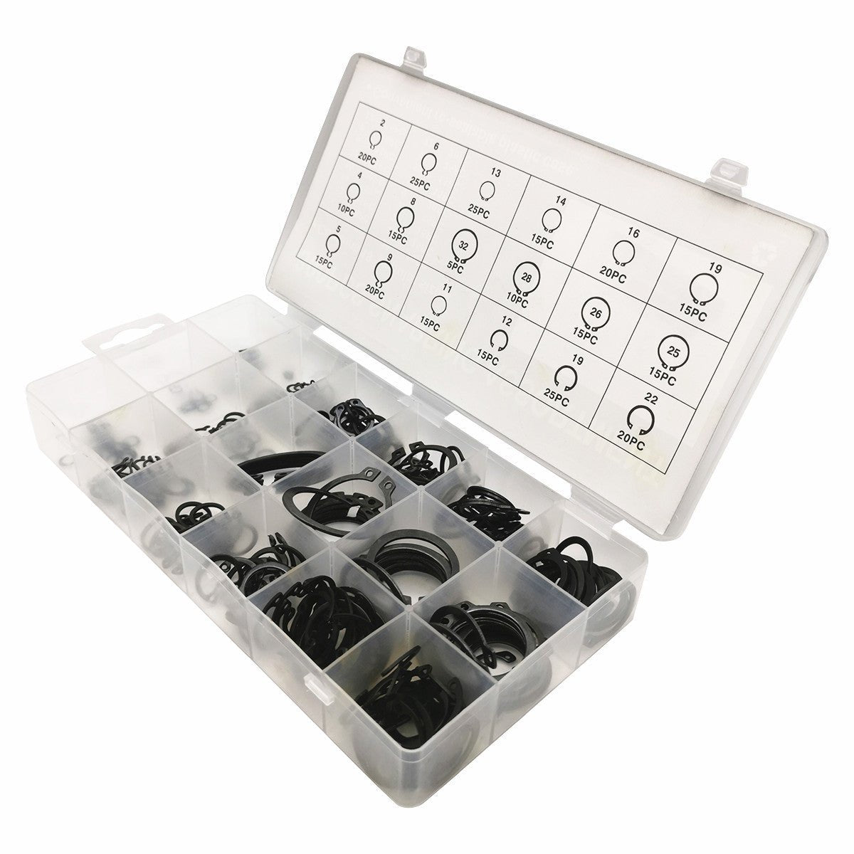 300pcs Snap Ring Assortment 18 Sizes Retaining Snap Hook Ring Assorted Kit - HomeDIYer