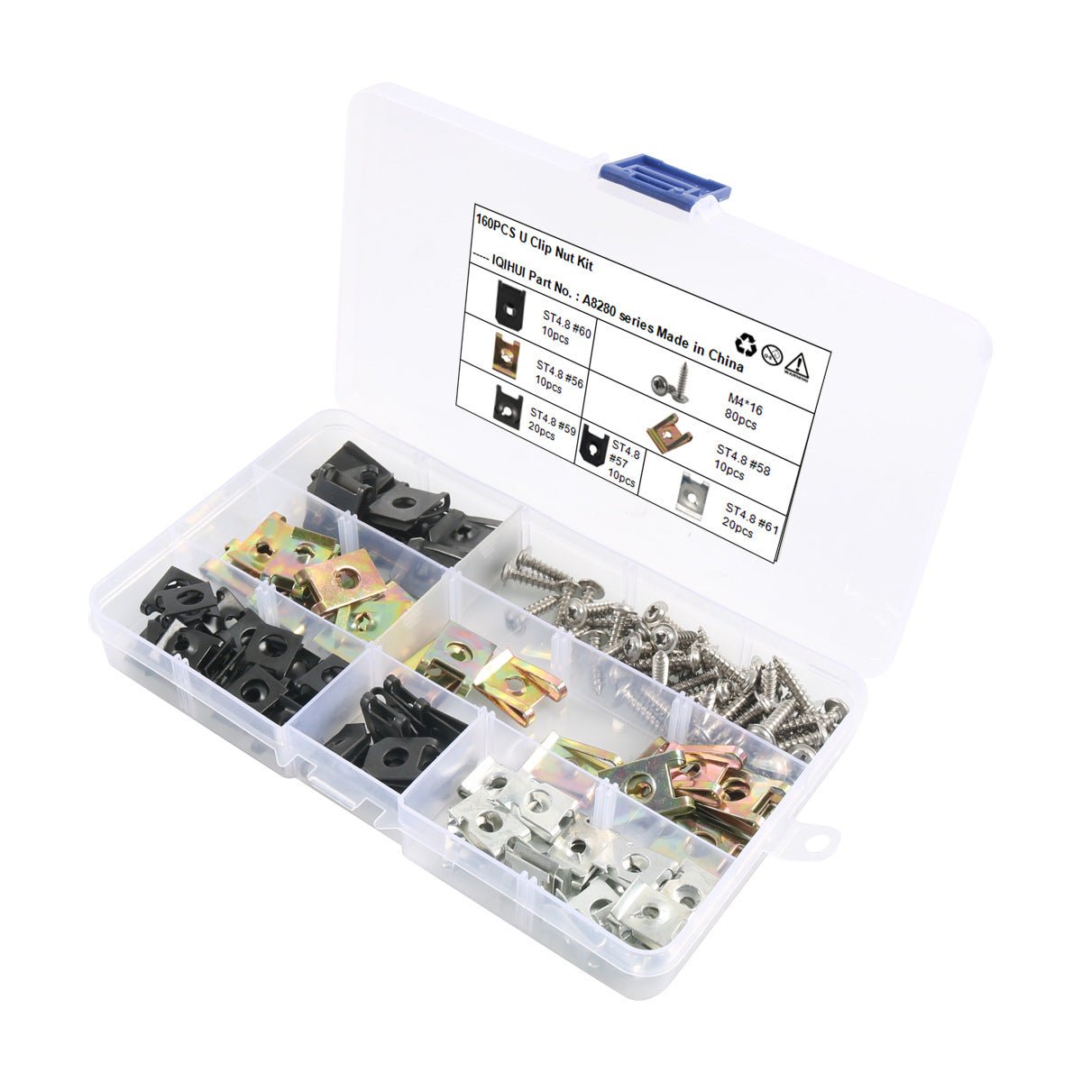 160Pcs Car U - Clip and Screw Assortment Kit 6 Different Sizes Automotive U Nut and Screw Clip Replacement Parts - HomeDIYer