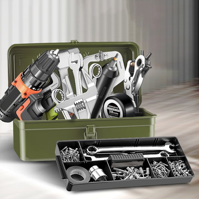 Household Multi - Functional Hardware Toolbox Industrial Grade Storage Box Empty Box Metal - HomeDIYer