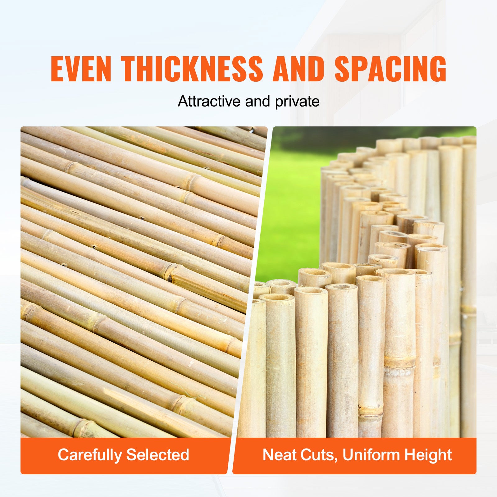 4 ft H x 6 ft L Natural Rolled Bamboo Fence Panel — Outdoor Privacy Screen, Garden & Patio Decor