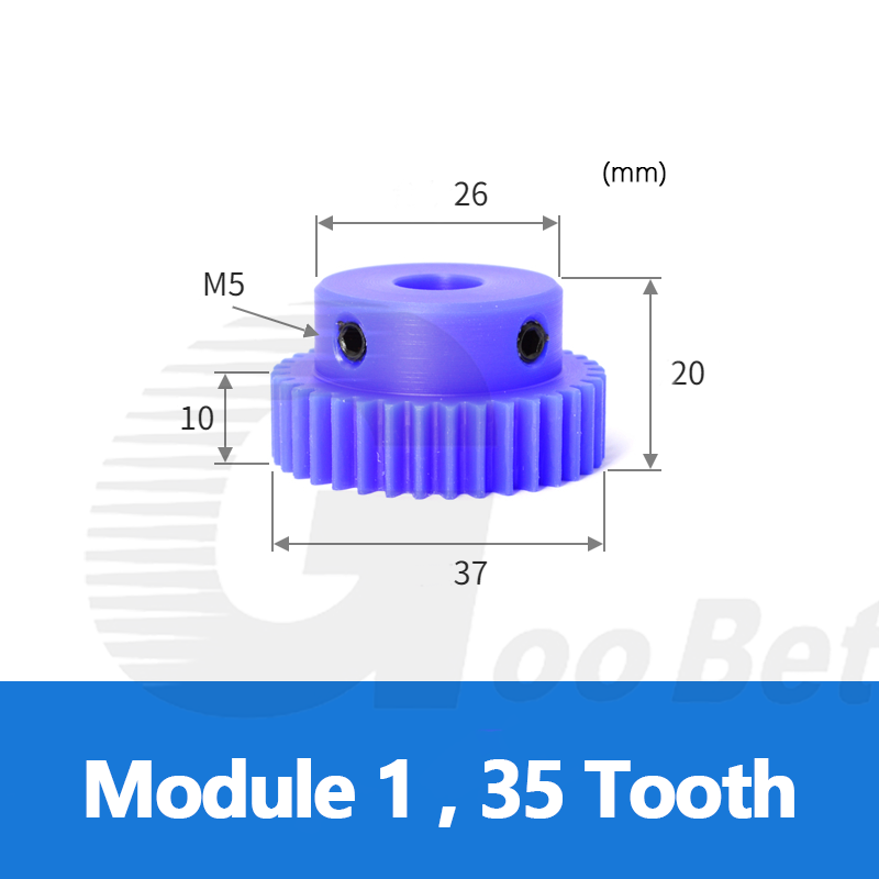 Nylon Mod 1 Spur Gear 15-150 Tooth with Step Pinion Motor Gears Bore 4-16mm Blue