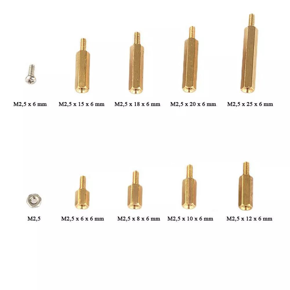 240 Pcs Male Female Brass PCB Spacer Standoff Screw Nut Assortment Threaded 2.5 - HomeDIYer