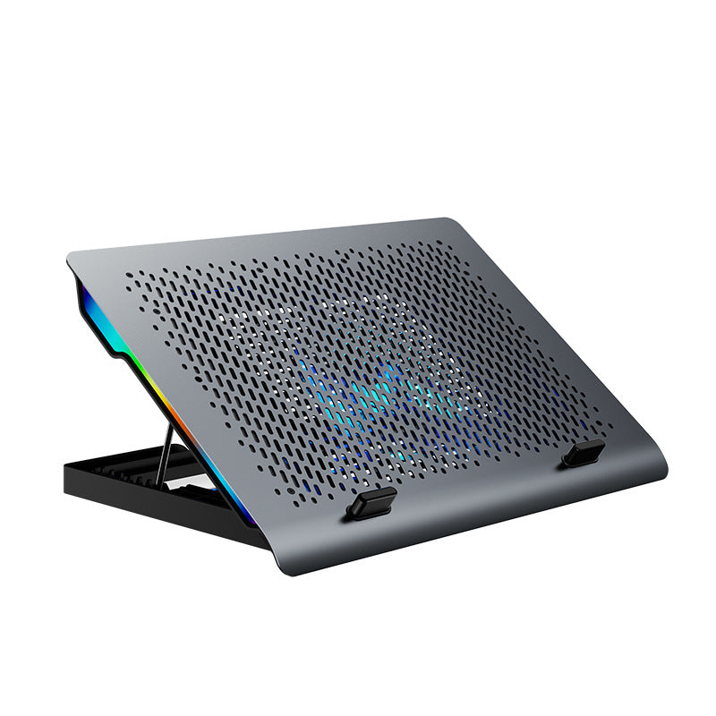 Laptop Cooling Pad with RGB Lights — Aluminum Alloy, 6-Level Height Adjustment, Fits 11"–17.3" Laptops