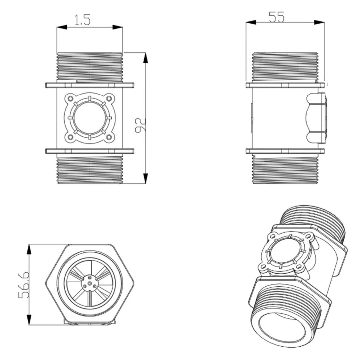 DN50 DN40 Water Flow Sensor - HomeDIYer