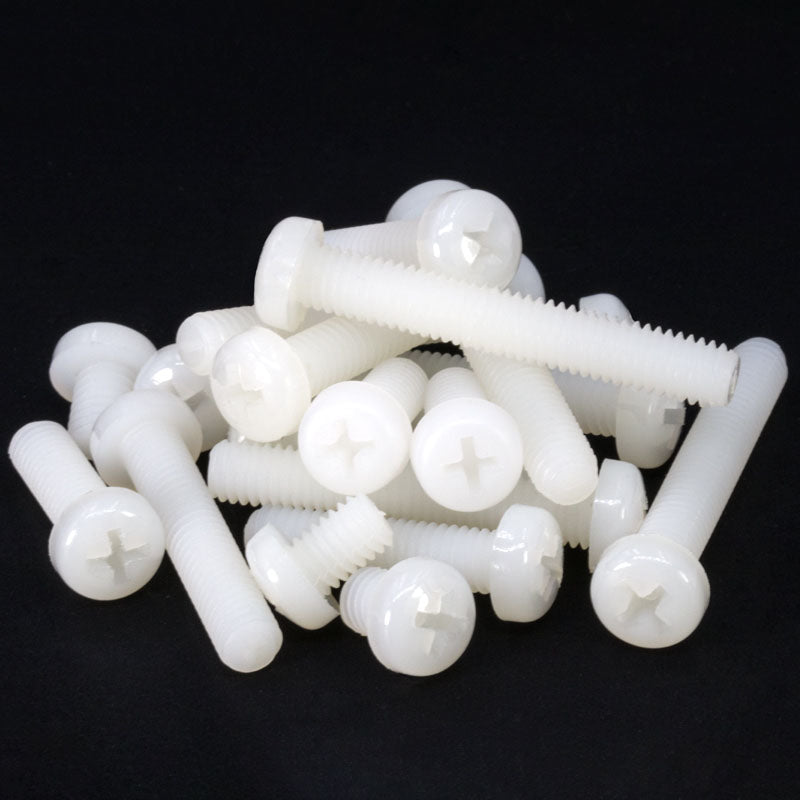 M2 M2.5 M3 M4 M5 M6 M8 White Nylon Plastics Phillips Pan Head Machine Screw - HomeDIYer