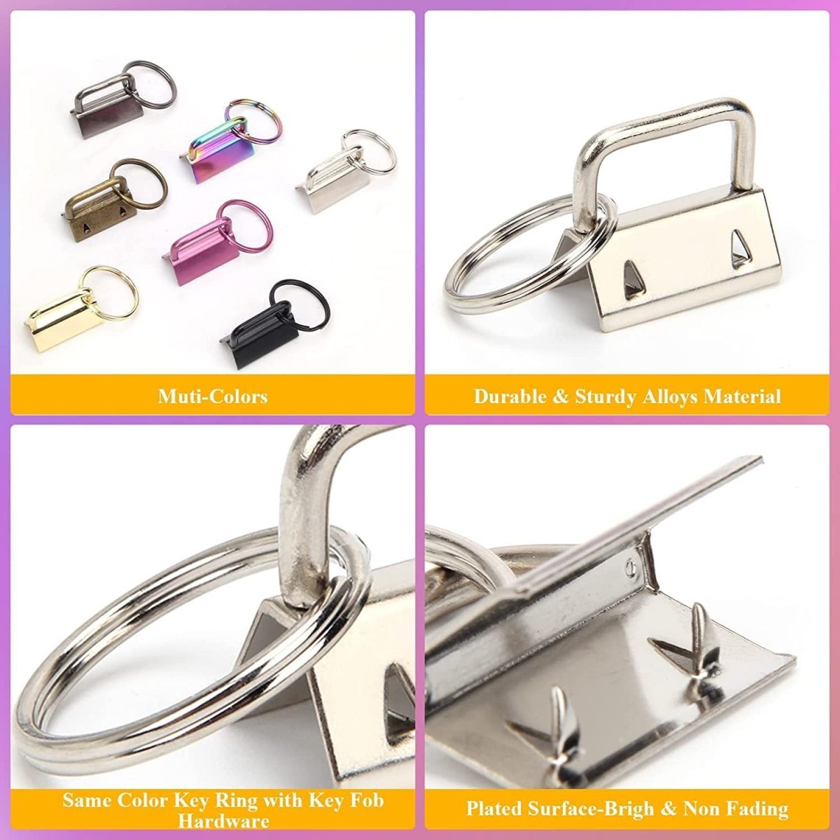 42 Pack Key Fob Hardware 1 Inch Bulk 6 Color Key Chain Fob Wristlet with Key Ring for Wristlet Keychain, Key Lanyard, Key Chain Making Hardware Supplies - HomeDIYer