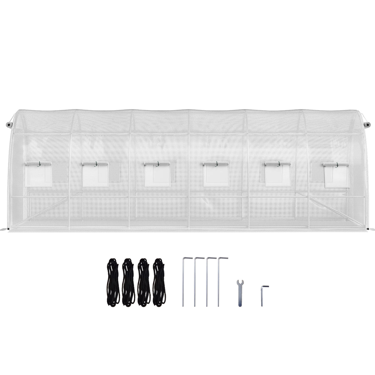 20ft x 10ft x 7ft Walk‑In Tunnel Greenhouse — Galvanized Steel Frame Roll‑Up Windows & Zippered Doors White