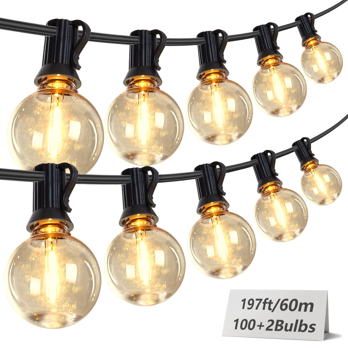 Outdoor String Lights 197ft 100 G40 LED Shatterproof Warm White | HomeDIYer