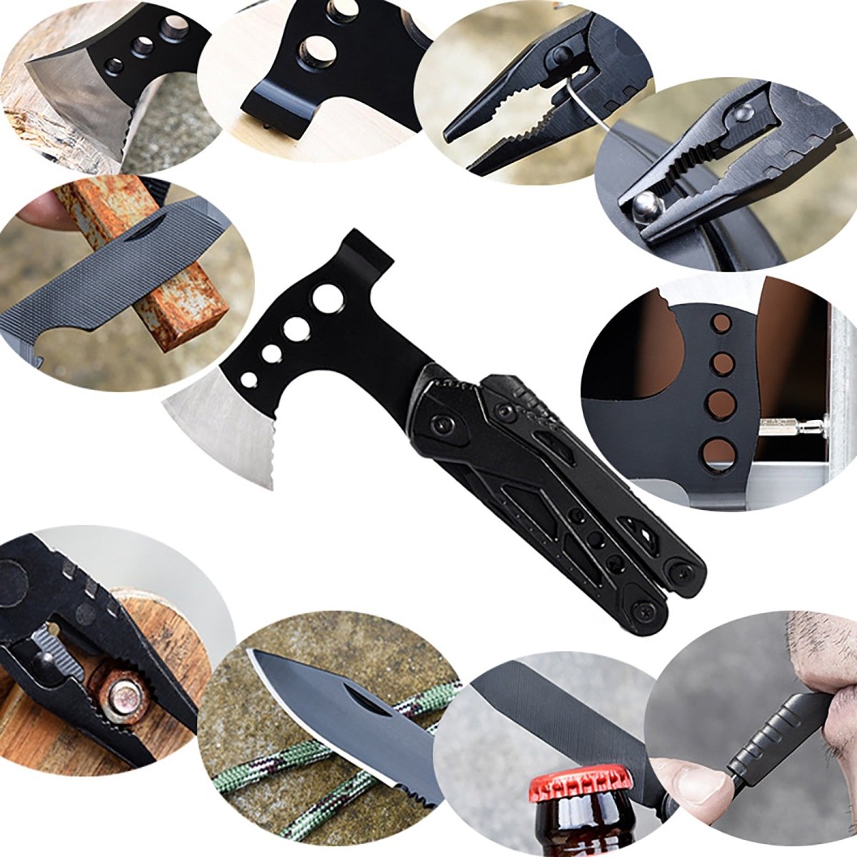 10 in 1 Multitools Camping Outdoor survival multi - purpose axe camping hiking axe hammer - HomeDIYer